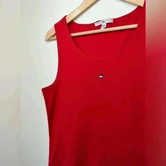 Tommy Hilfiger Womens Red Sleepwear Logo Sleeveless Preppy Prep Top Medium - Picture 3 of 9